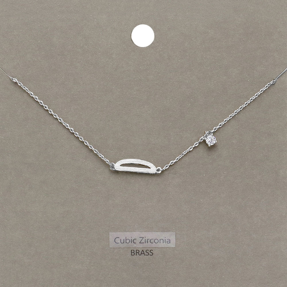 D Brass Metal Cubic Zirconia Initial Monogram Pendant Necklace