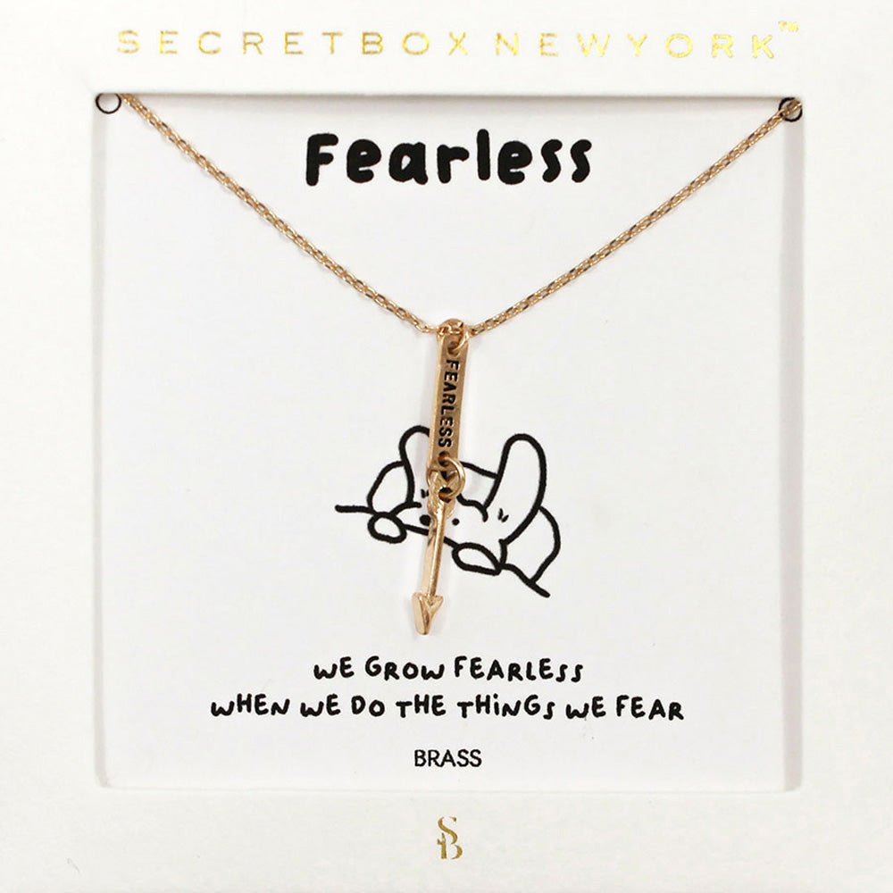 SECRET BOX_FEARLESS Brass Metal Arrow Message Pendant Necklace