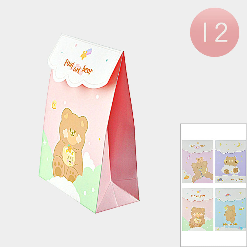 12PCS - Bear Character Print Folding Gift Bags
