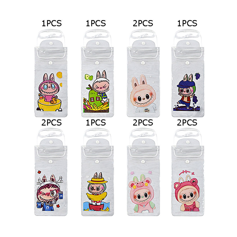 12PCS - Monster Bunny Character Transparent Phone Pouch Lanyard Bag