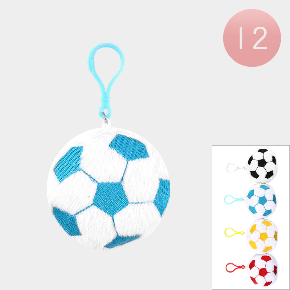 12PCS - Soft Plush Soccer Ball Keychains