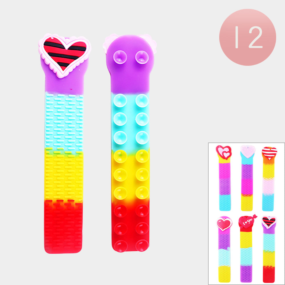 12PCS - Heart Squidopop It Sucker Fidget Kids Toys