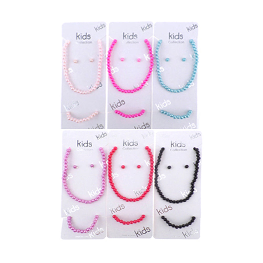 12 SET OF 2 - Faux Pearl Beaded Kids Bracelet Necklace Sets