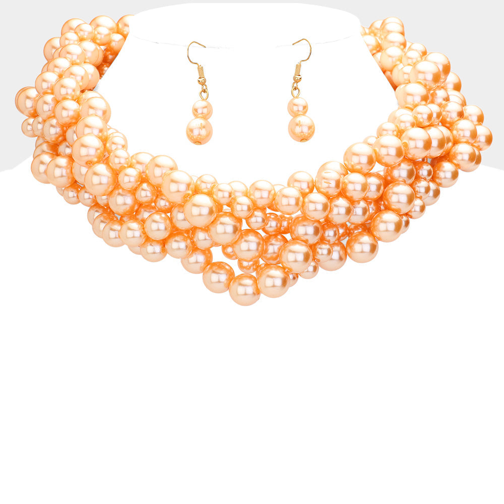 Twisted Multi-Strand Pearl Necklace