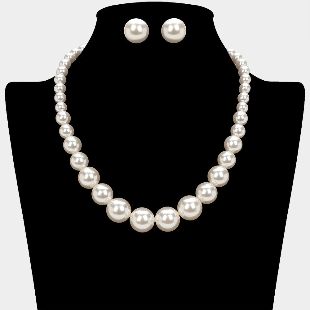 Pearl Necklace Earring Set