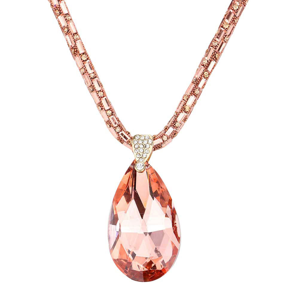 Teardrop Pendant Bling Necklace