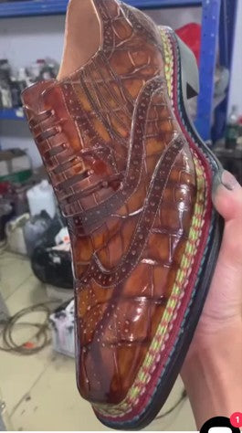 Zapato de Cocodrilo Hecho a Medida Maurice Phantom - Coñac