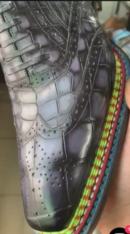 Zapato Slip-On de Cocodrilo Hecho a Medida Maurice Phantom - Gris