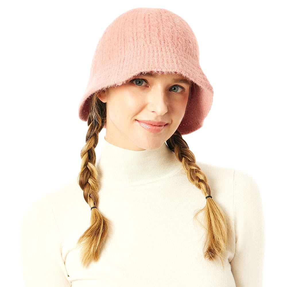 Soft Cable Knit Solid Bucket Hat