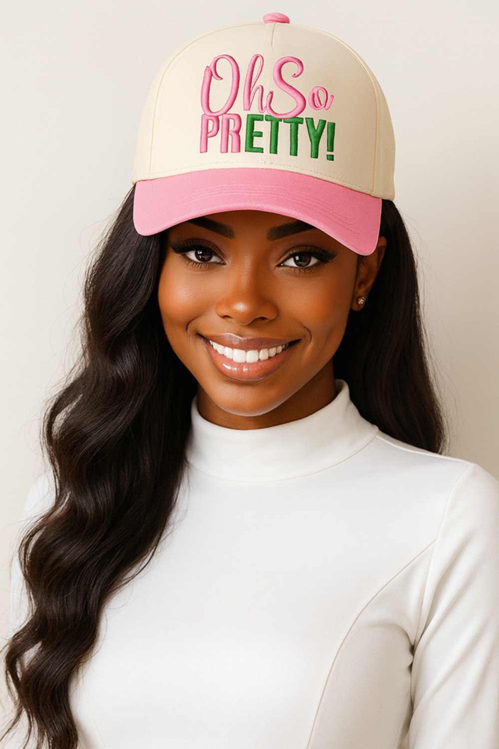 Gorra de Béisbol Bicolor para Mujer con Letras "OH SO Pretty"