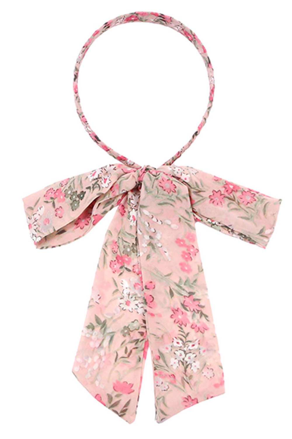 Floral print head band with ponytail