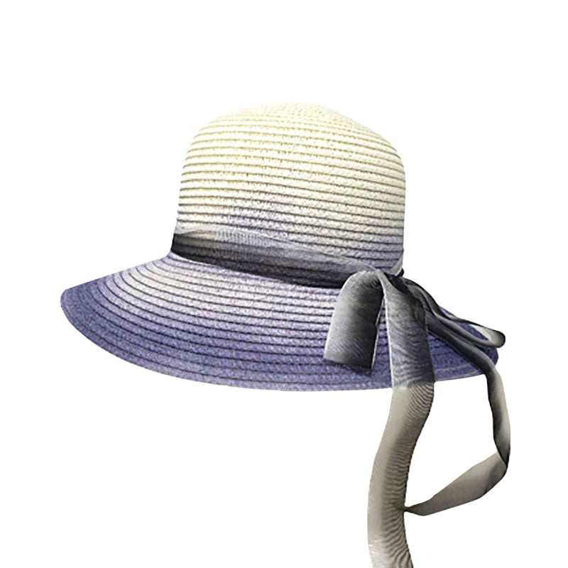 Ombre Bow Band Straw Sun Hat