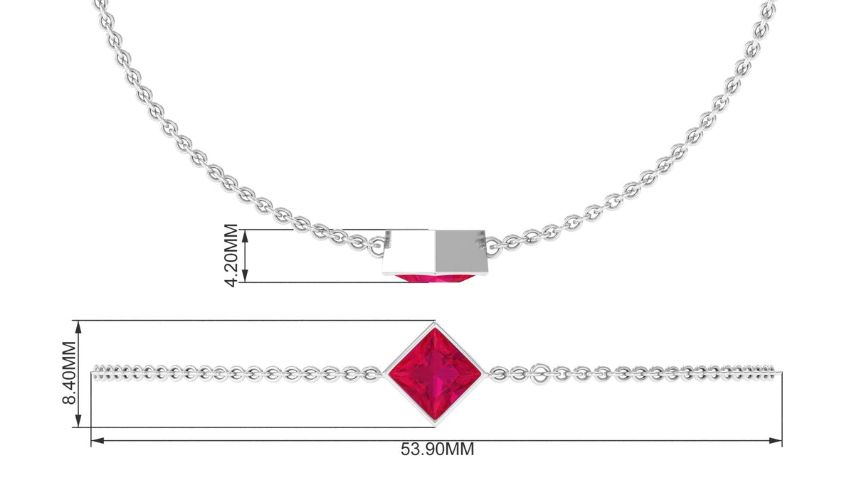 0.8 Carat Princess Cut Ruby Birthstone Bracelet