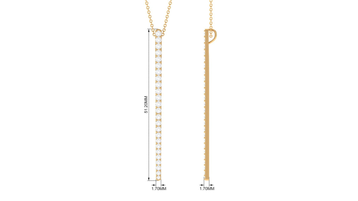 Certified Moissanite Bar Dangle Pendant