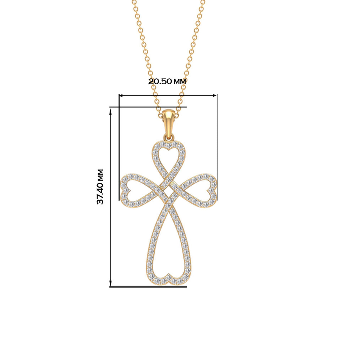 Certified Moissanite Heart Cross Pendant Necklace