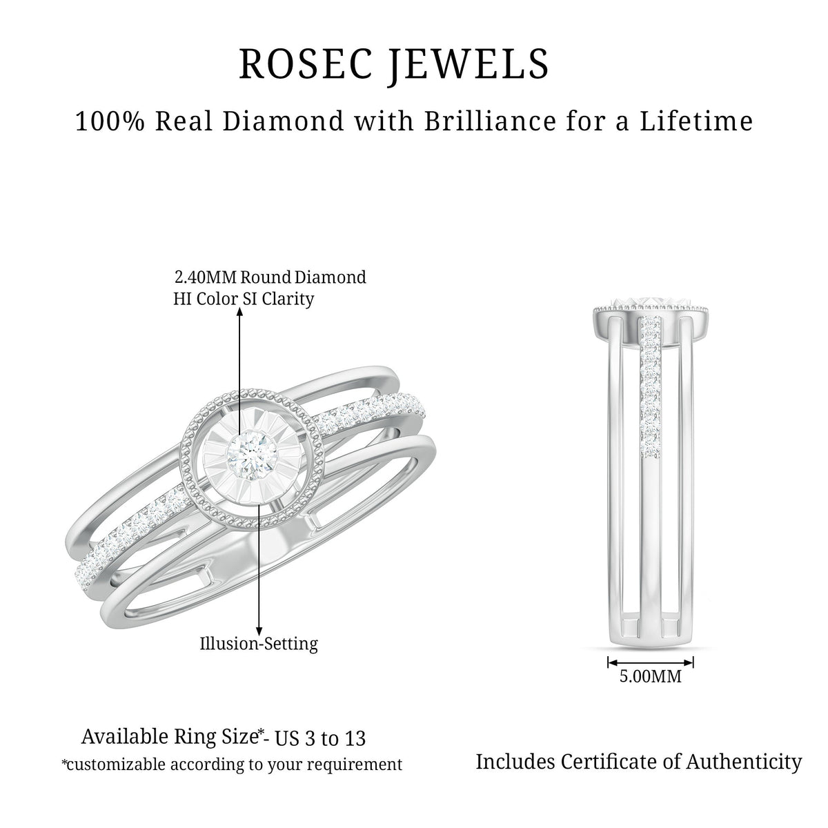 Certified Natural Diamond Engagement Ring for Women