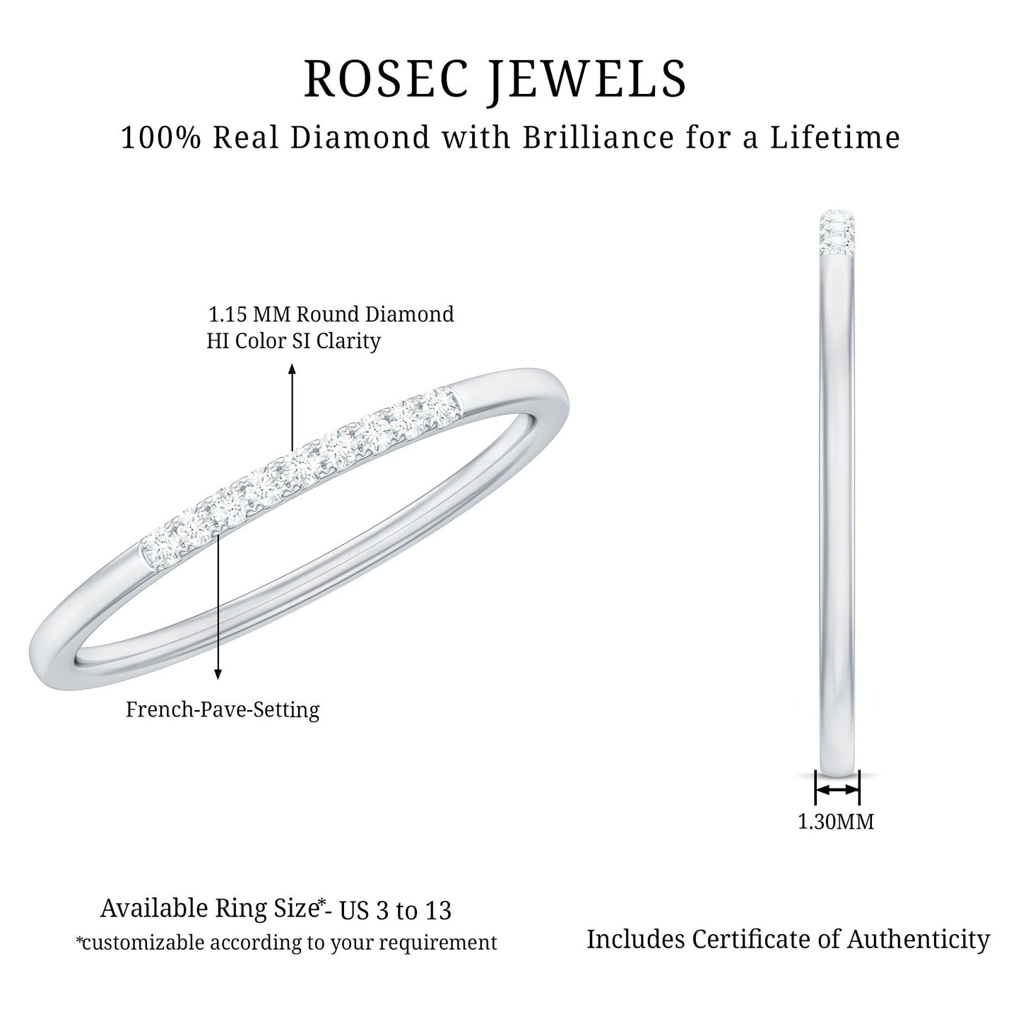 Anillo Apilable Minimalista de Diamantes para Mujer