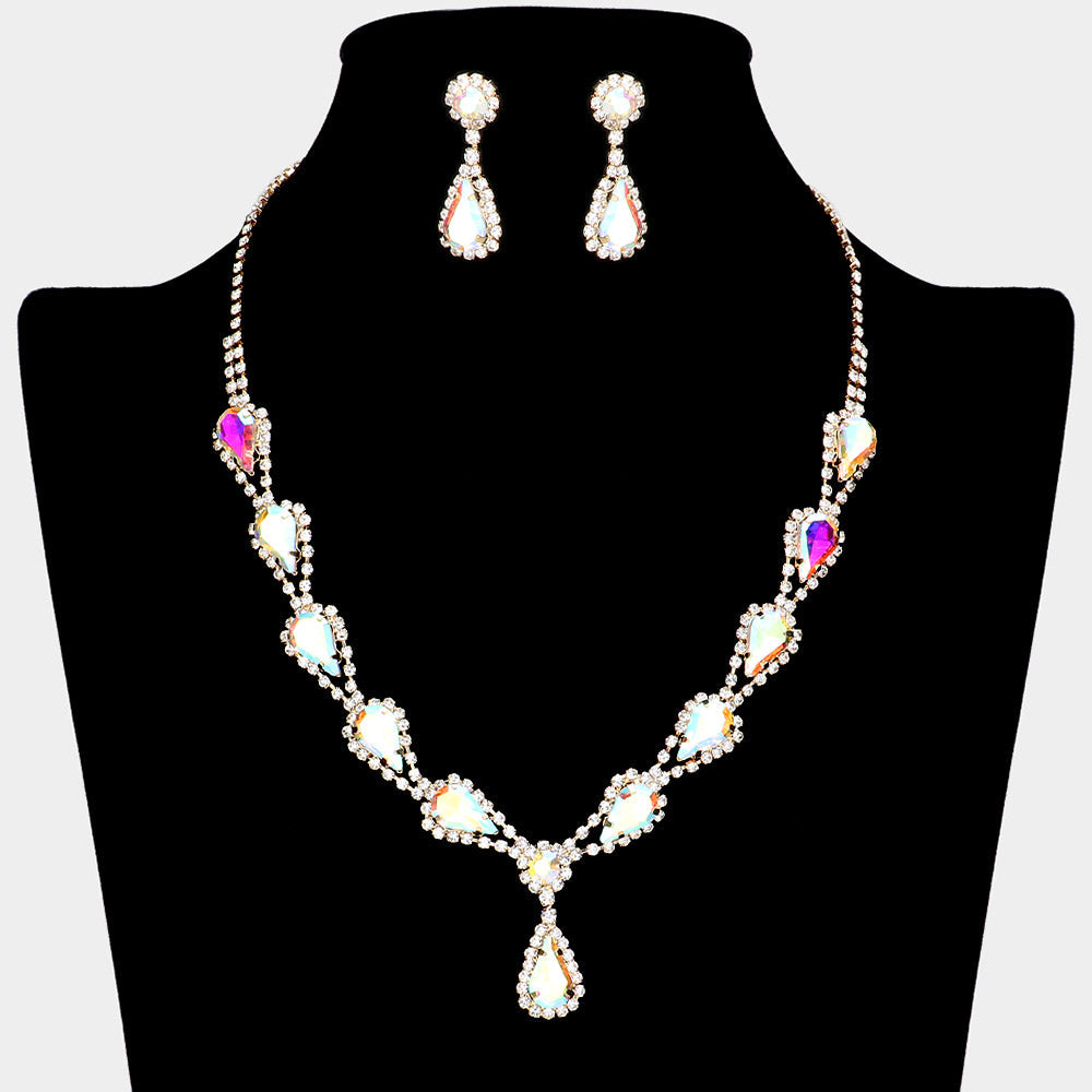 Teardrop Rhinestone Accented Necklace