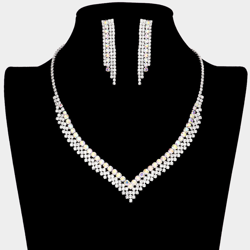 V Shaped Rhinestone Necklace