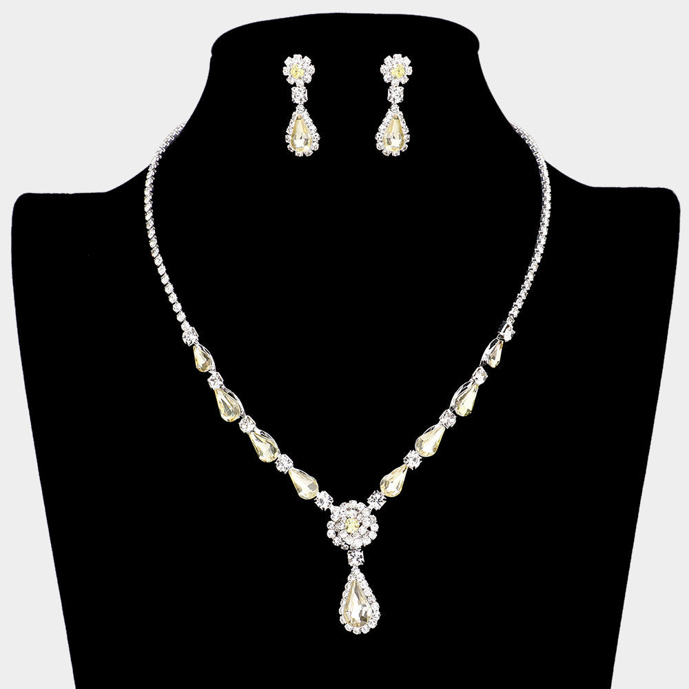 Teardrop Stone Cluster Rhinestone Necklace