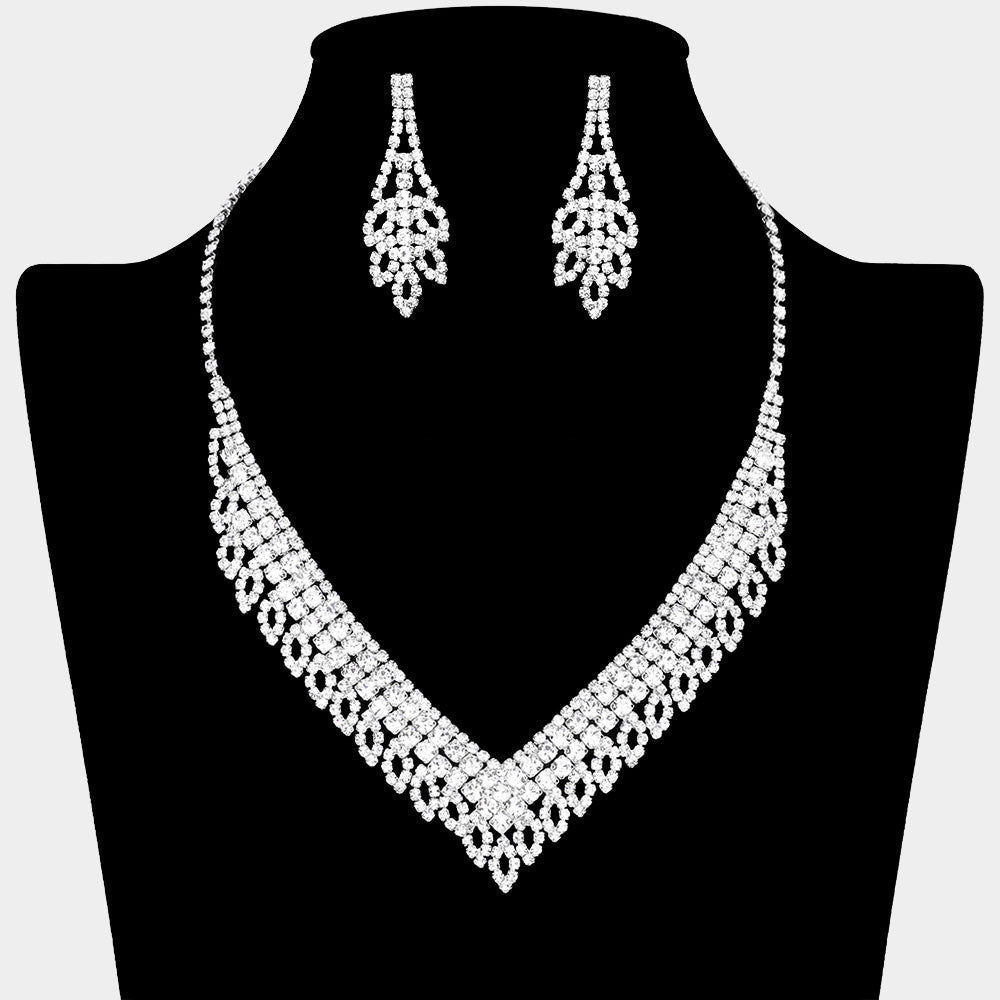 Rhinestone Paved V Shaped Collar Necklace