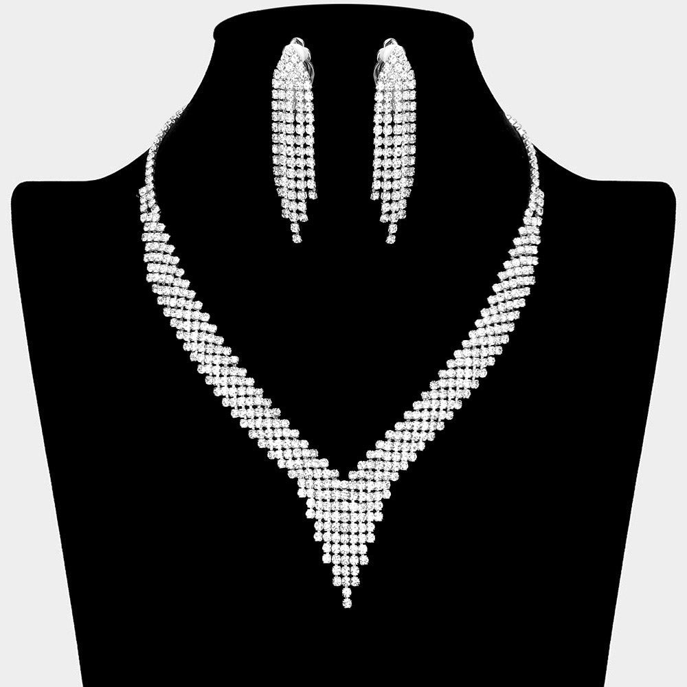 CZ Stone Paved Fringe Necklace