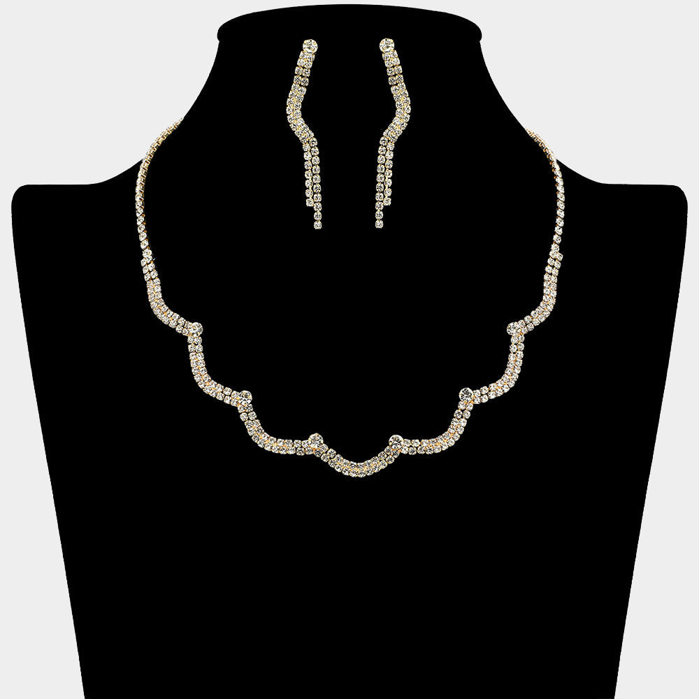 Curved Rhinestone Paved Necklace