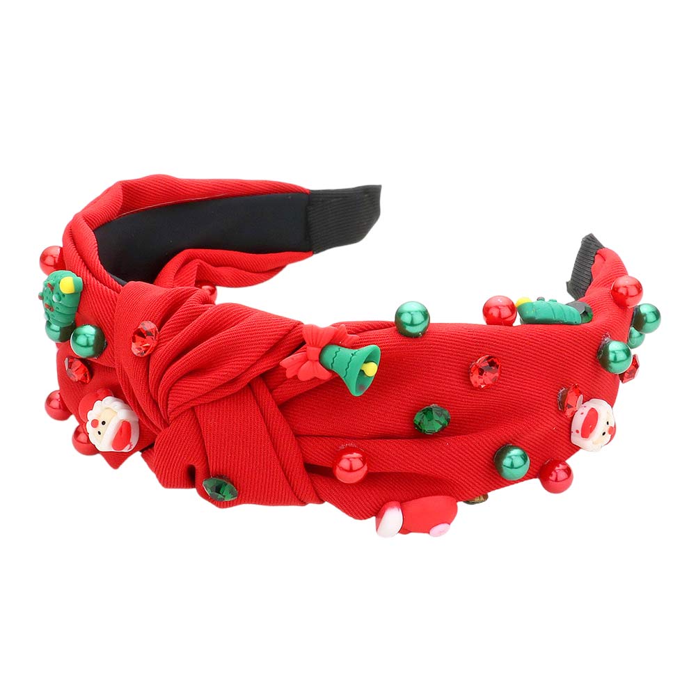 Tree Santa Claus Jingle Bell Glove Pearl Stone Knot Headband