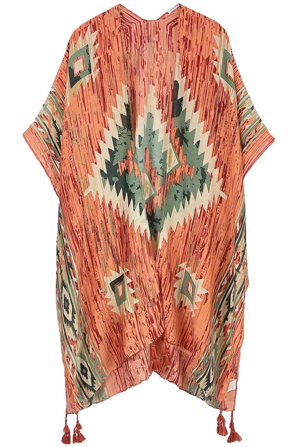Aztec Print Tassel Kimono