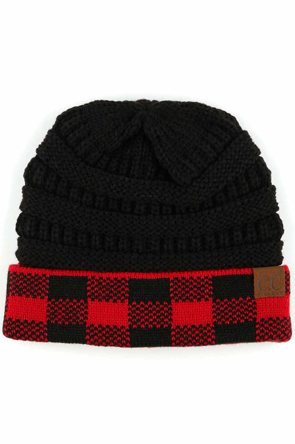 C.C Buffalo Check Cuff Knit Beanie