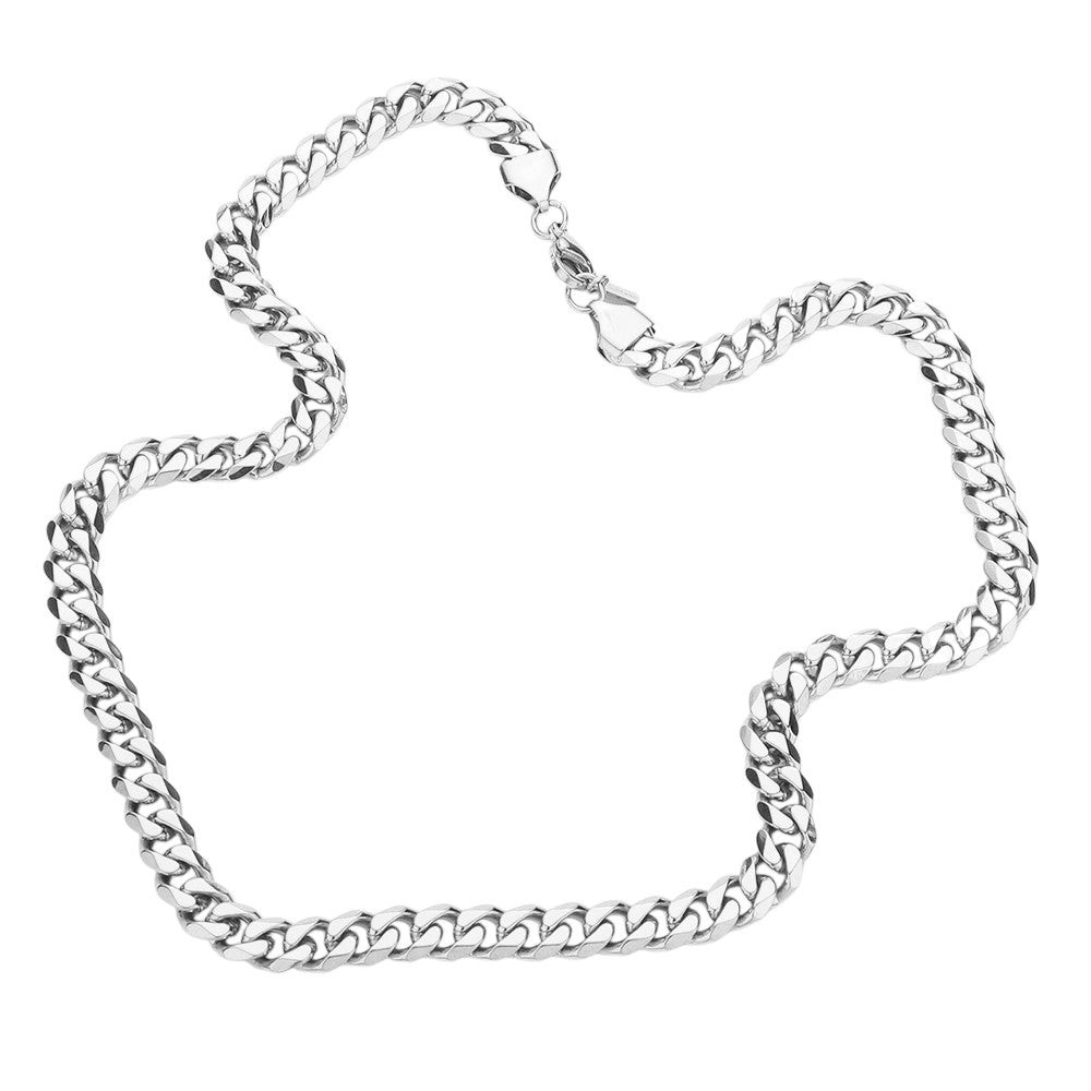 6 Diamond Cut Stainless Steel 18 Inch 8mm Cuban Chain Necklace