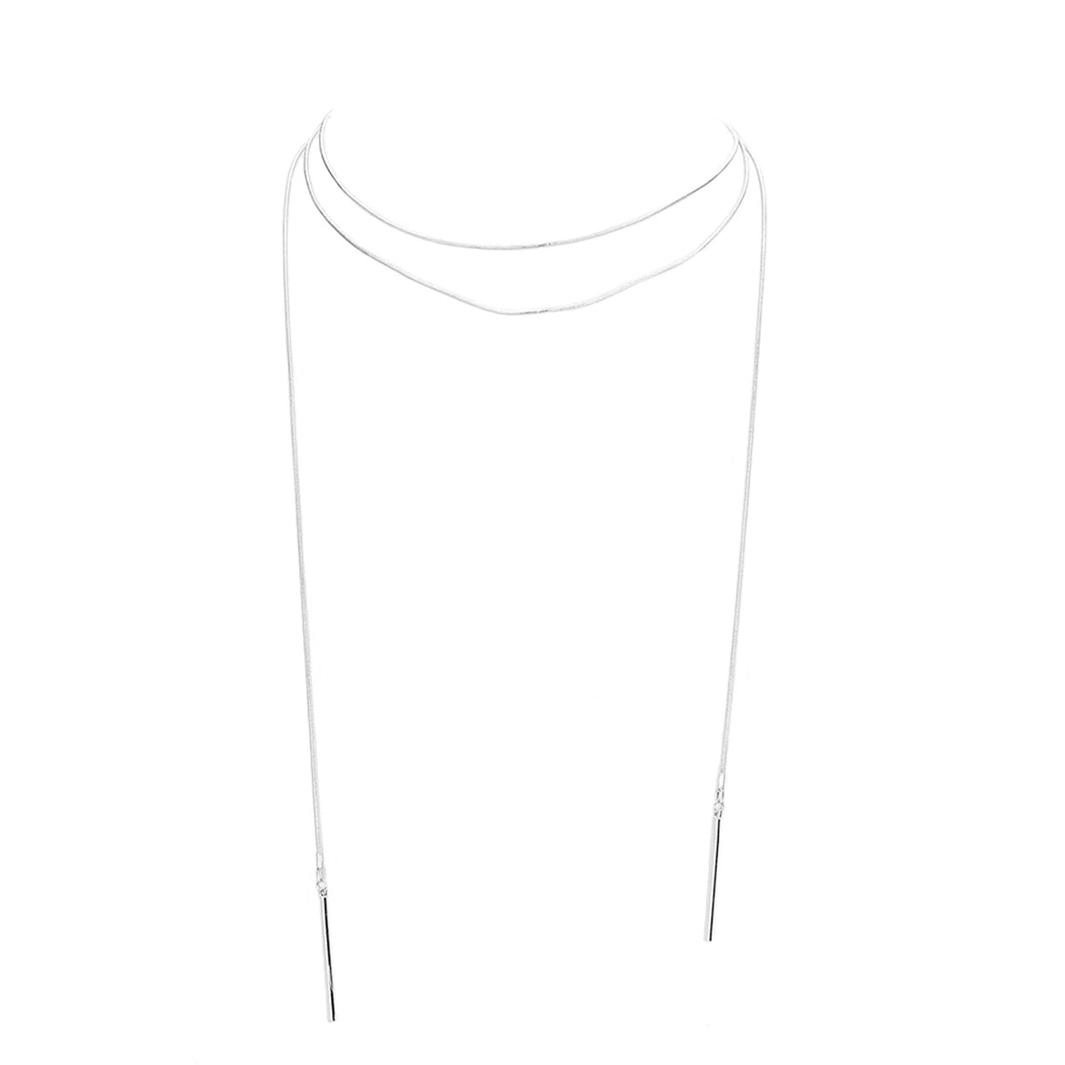 Metal Bar Dangle Tip Layered Necklace