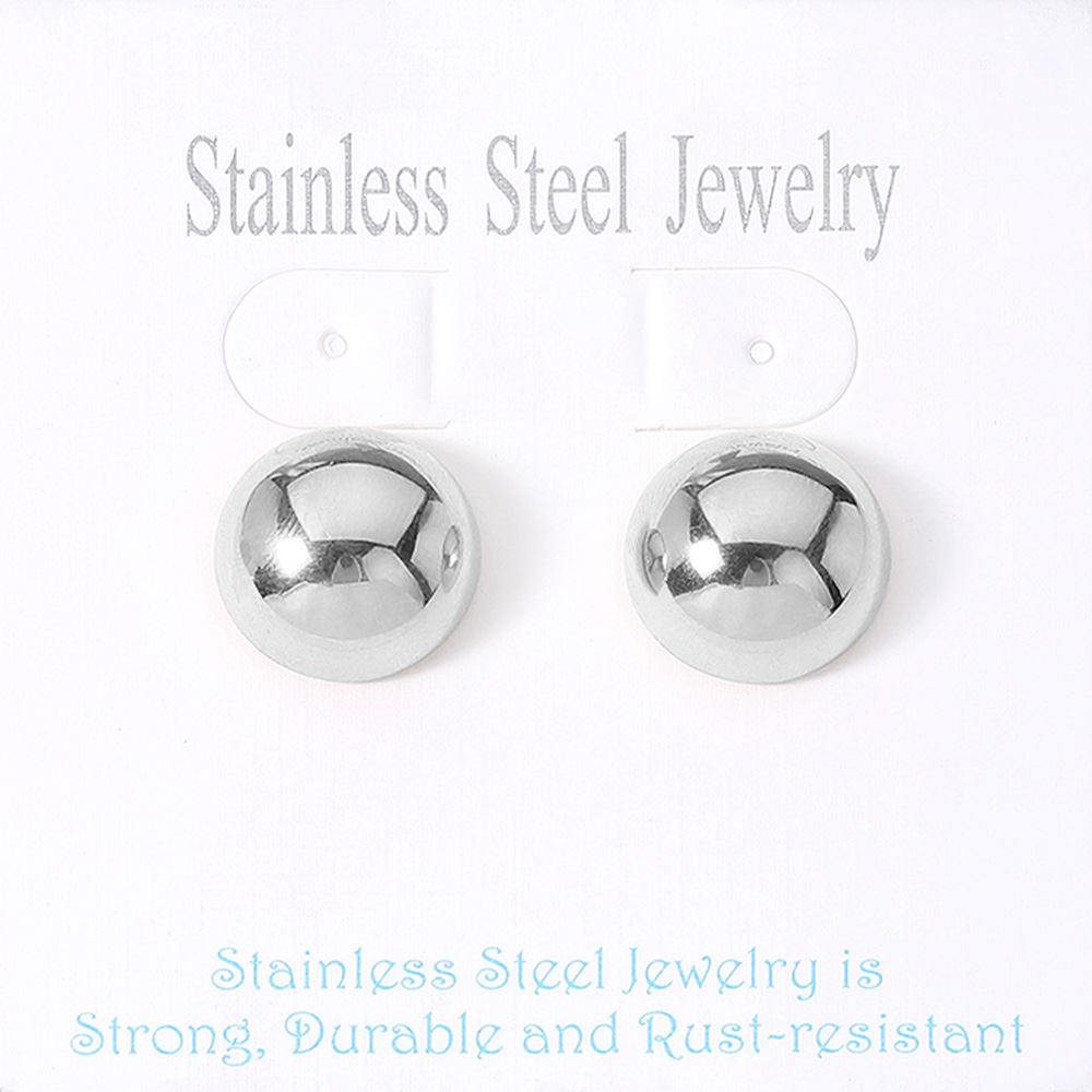 Stainless Steel Dome Stud Earrings