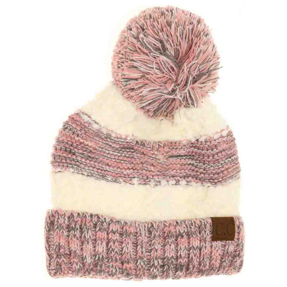 Popcorn Heathered Knit Pom C.C Beanie
