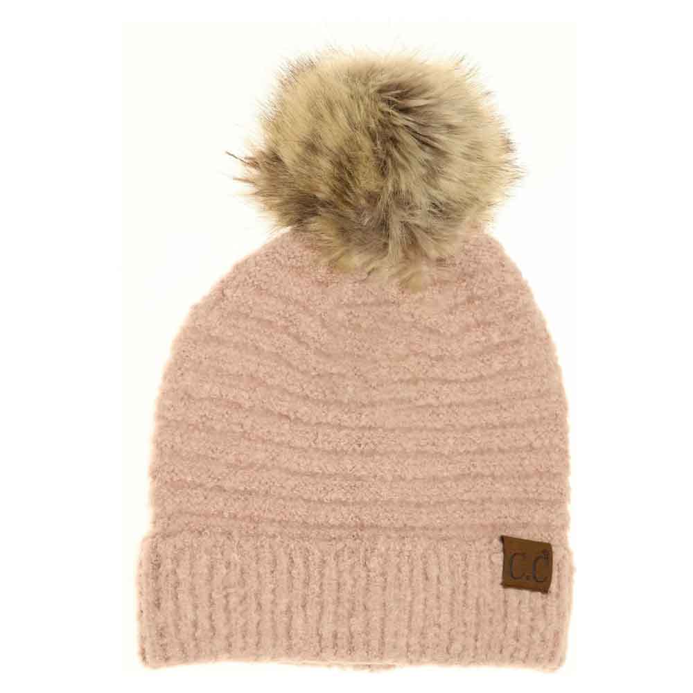Solid Boucle Knit Pom C.C Beanie
