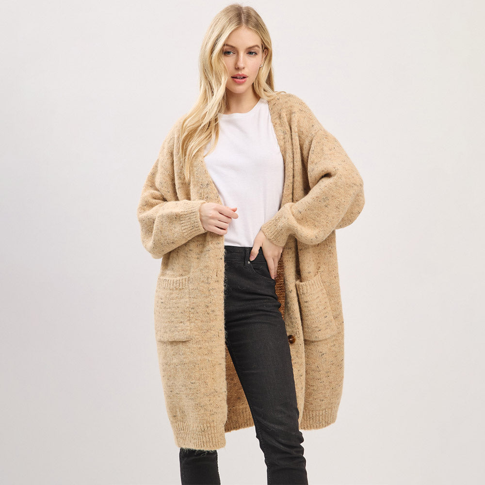 Long Button Front Soft Cozy Oversized Cardigan