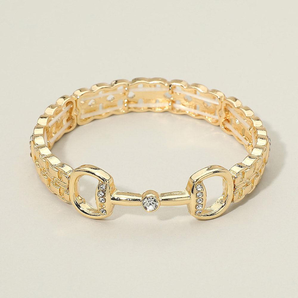Pulsera elástica con detalles de herradura y pedrería