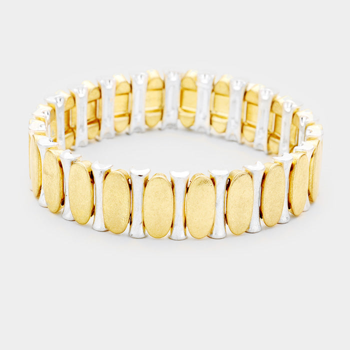 Multi Oval Metal Stretch Bracelet