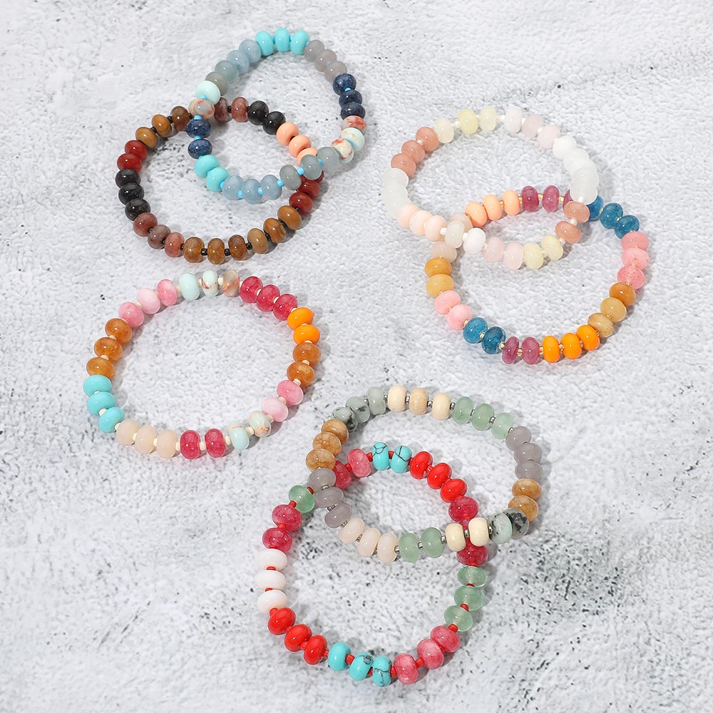 Pulsera Elástica con Cuentas de Resina Tipo Guijarro