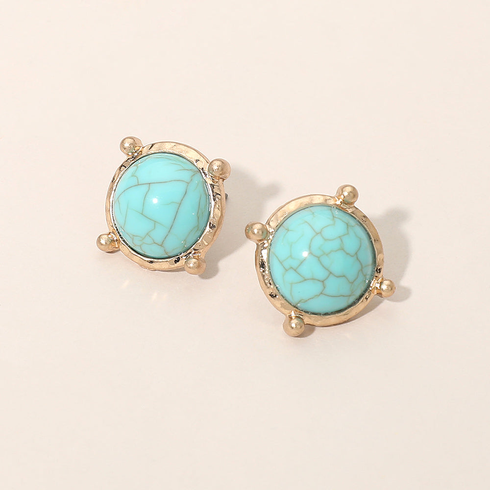 Round Stone Stud Earrings