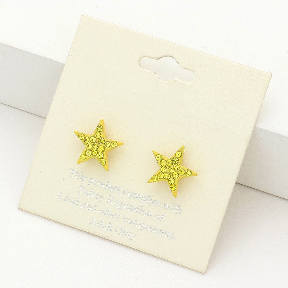 Rhinestone Embellished Star Stud Earrings