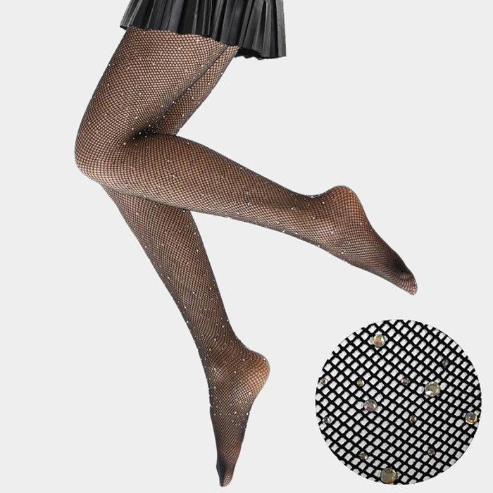 Crystal Embellished Fishnet Pantyhose Tights
