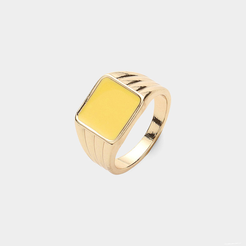 Enamel Square Accented Ring