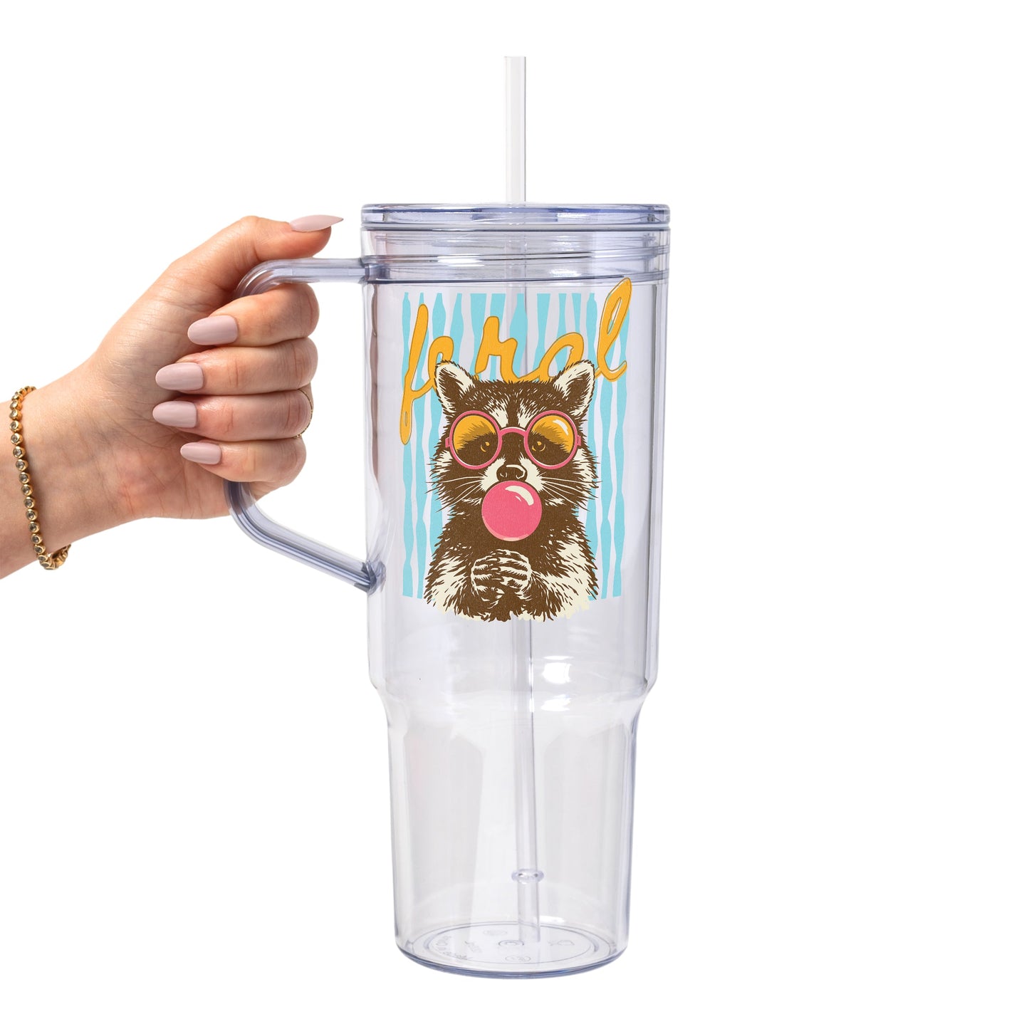 Retro Feral Raccoon Glass Cups