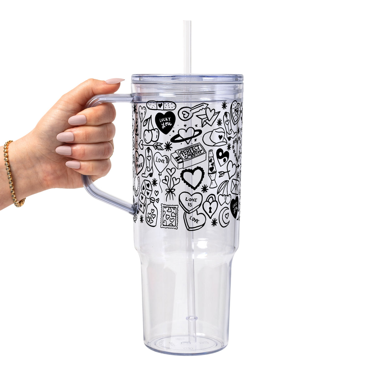 Black Tiny Tats Glass Cups