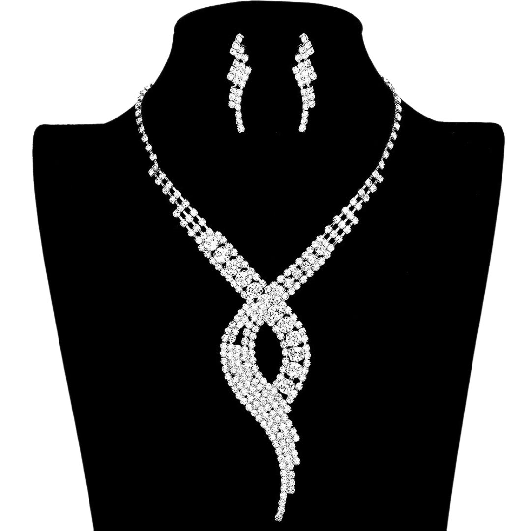 Swirl Rhinestone Pave Necklace