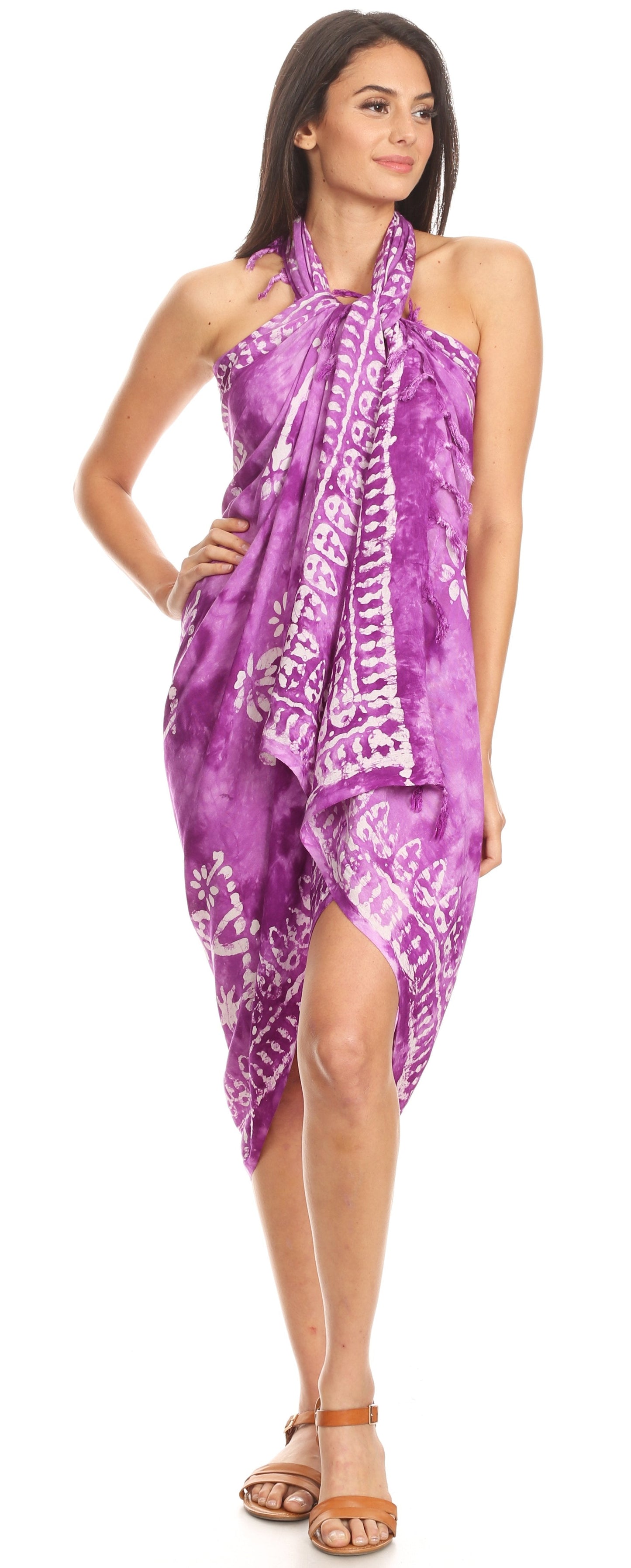 Sakkas Lygia Women's Summer Floral Print Sarong Swimsuit Cover up Beach Wrap Skirt