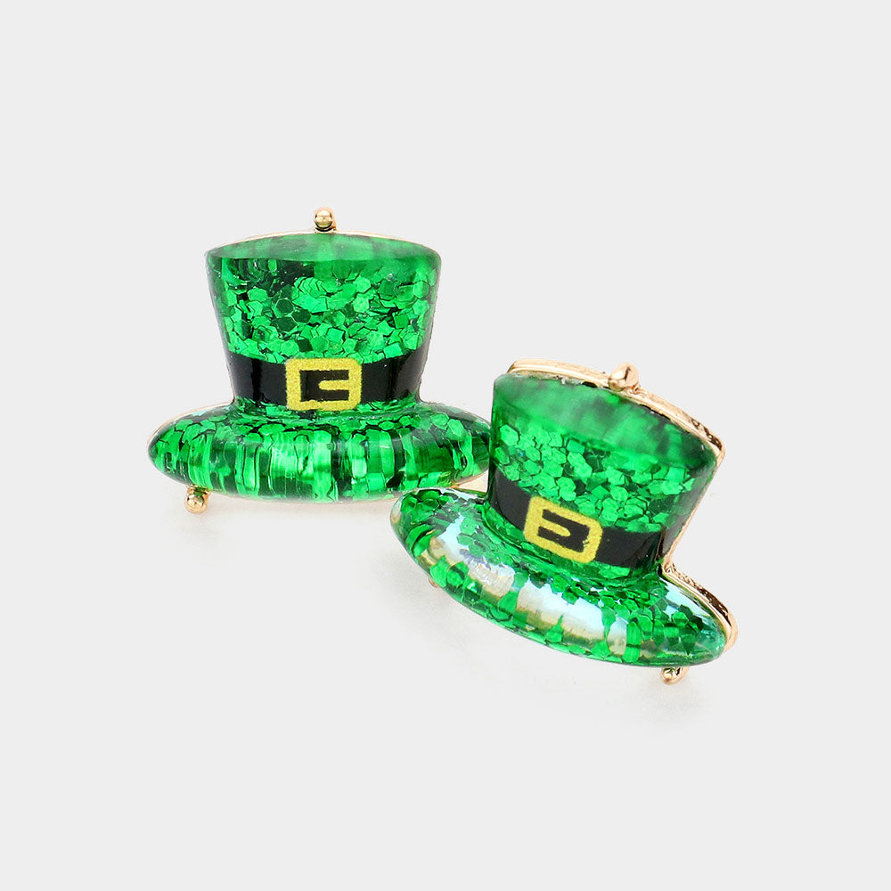 Women's St Patrick's Day Leprechaun Hat Stud Earrings