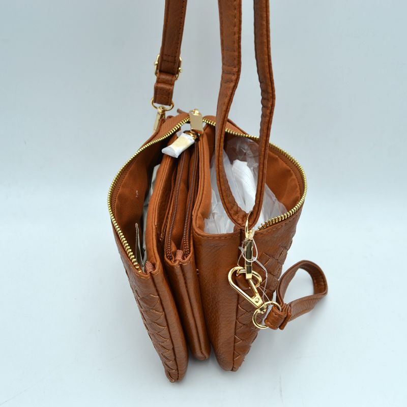 Woven 2-in-1 Crossbody Bag and Wristlet Clutch
