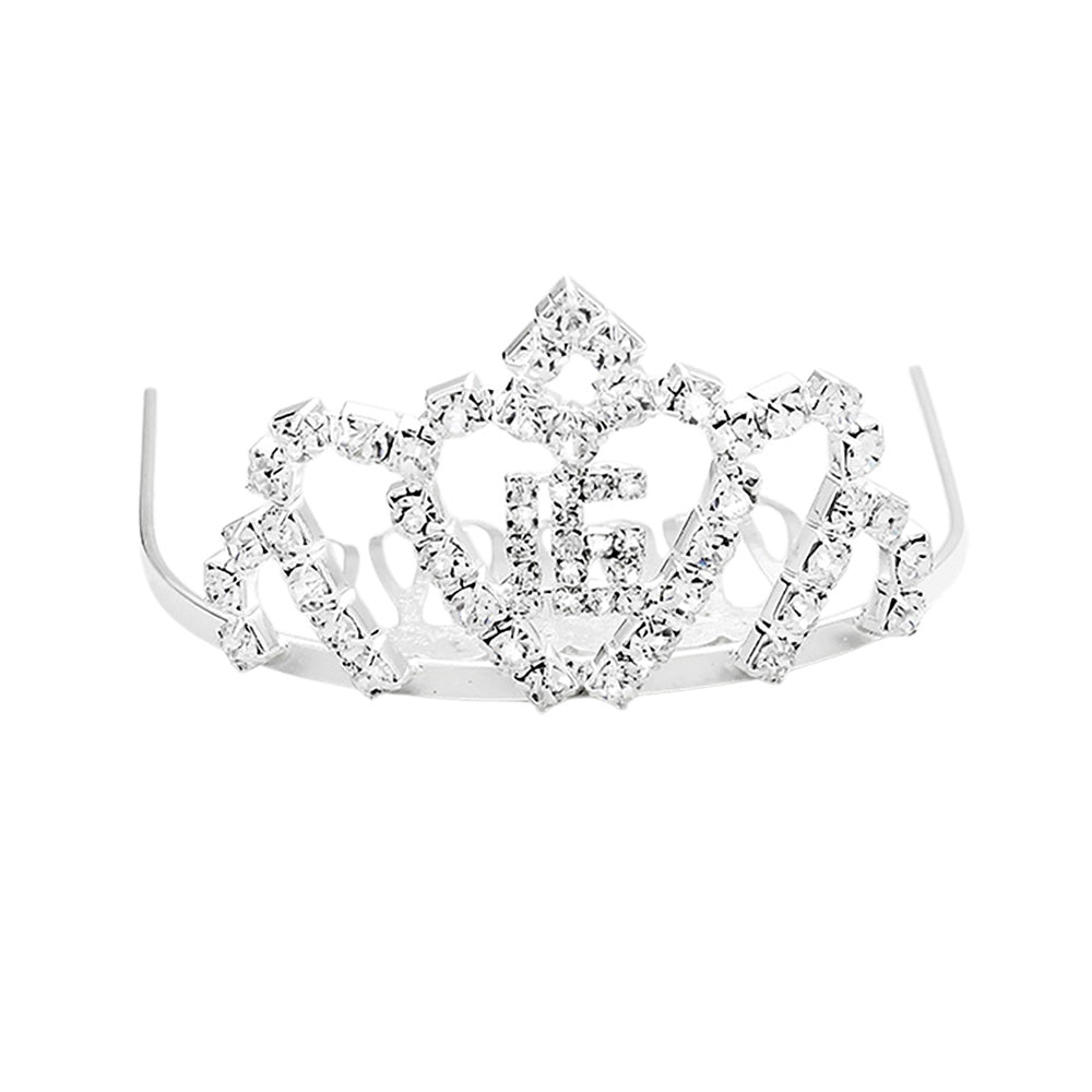 Mini tiara de diamantes de imitación de cristal "16"
